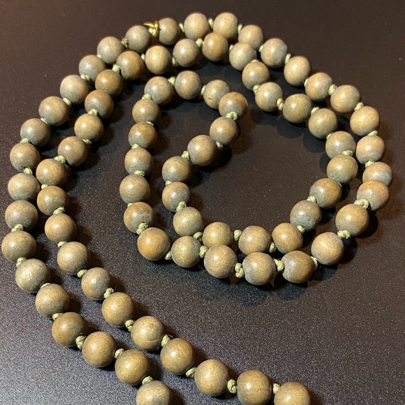 Vintage Gerard Yosca Knotted Wooden Bead Necklace - Picture 2 of 5